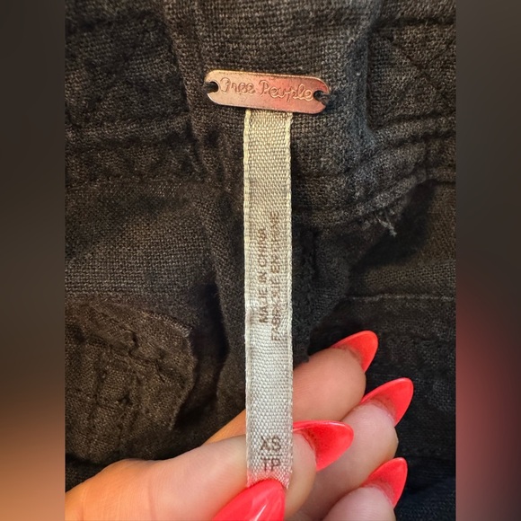 Free People Black Linen Short Overalls - Picture 9 of 9